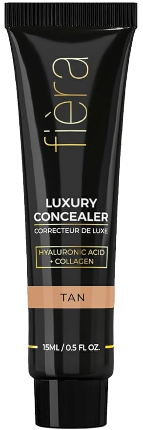 Fièra Luxury Concealer with Anti-Aging - All Day Coverage for Dark Circles, Fine Lines, Wrinkles & Spots - Tan, 0.5 Ounce