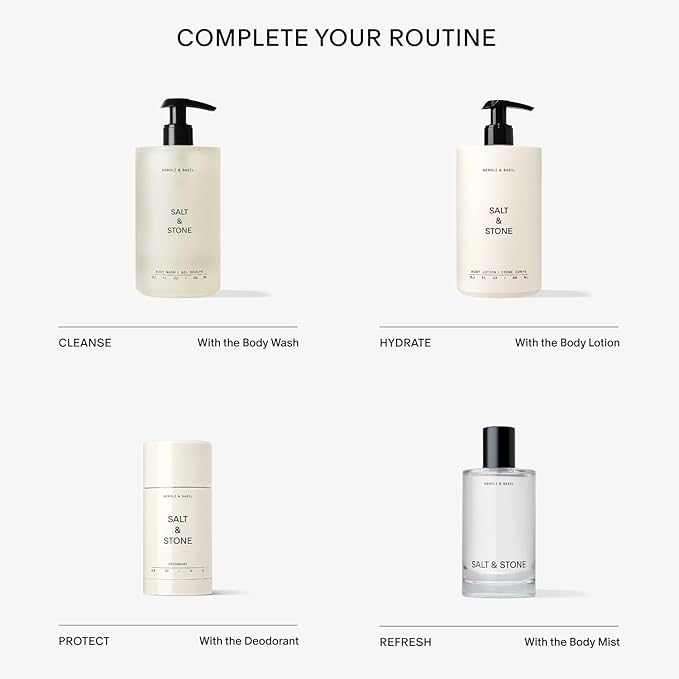 Salt & Stone Body Wash for Women & Men | Neroli & Basil | Hydrating Gel Cleanser | Clean & Soften Skin | Made with Niacinamide & Hyaluronic Acid | Free From Parabens, Sulfates & Pthalates (15.2 fl oz)