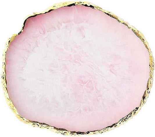 Resin Nail Art Palette, Nail Painting Mixed Color Palette, Gilded Edge Nail Gel Color Makeup Display Board Pallet (Pink)