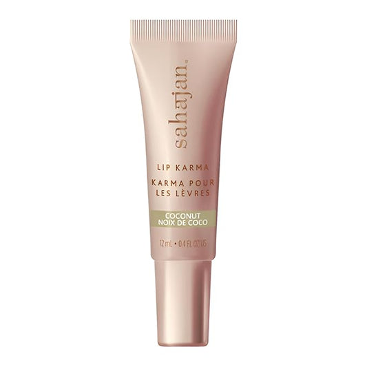 Sahajan Lip Karma Hydrating Lip Balm Gloss with Castor & Argan Oil, Cera Alba, Moisturizes & Firms Chapped, Dry Lips Shine for Plumper Looking Lips (Coconut)
