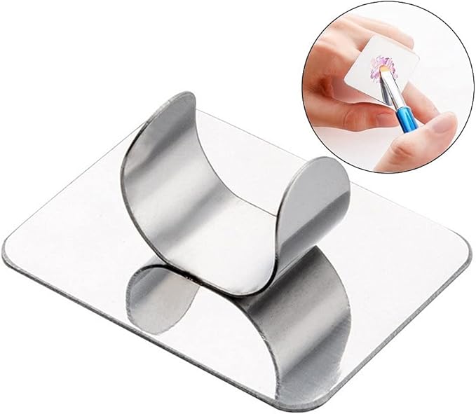 AKOAK 2 Pcs Stainless Steel Square Palette Mini Ring Makeup Palette Nail Blur Painting Tools DIY Nail Art can be Used for Eye Shadow Eyelash Pigment Mix