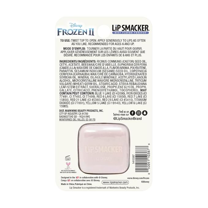 Lip Smacker Disney Frozen II Anna Cube Flavored Lip Balm Keychain, Anna Magical Berry, Clear, For Kids