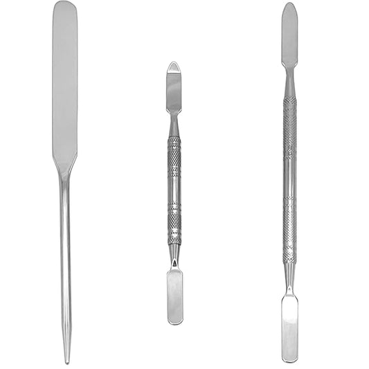 Foundation Spatula, 3pcs Stainless Steel Makeup Spatula Mixing Tool Cosmetic Metal Mixer Tool for Professional Color Nail Art Lab Pigment Blending Stick