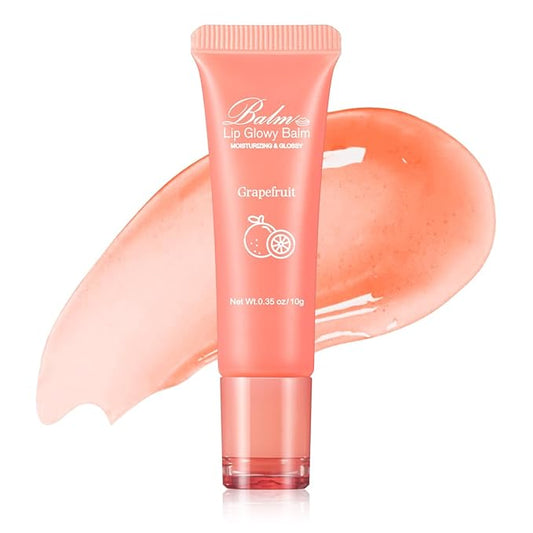 GECOMO Lip Glowy Balm, Moisturizing Lip Gloss, Nourishing Glossy Transparent Plumping Oil, Non-sticky Tinted Toot Lip Balm for Lip Care (GRAPEFRUIT) 0.35oz
