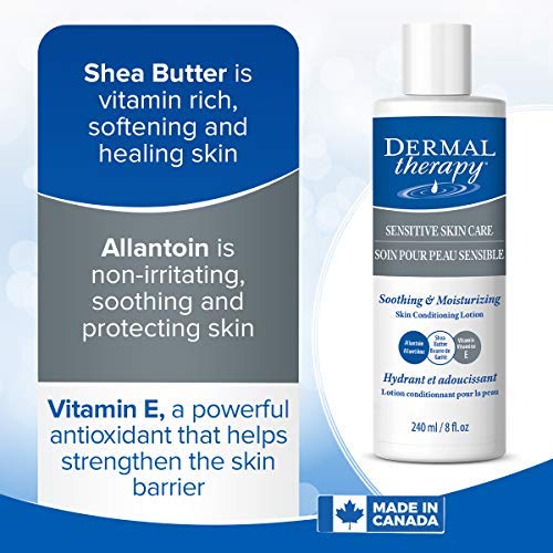Dermal Therapy Sensitive Skin Lotion - Calming, Non-Irritating Lotion with 15% Allantoin, 10% Shea Butter, Vitamin E - Soothing Relief for Dry, Itchy, Eczema-Prone Skin - 8 fl oz / 240 ml