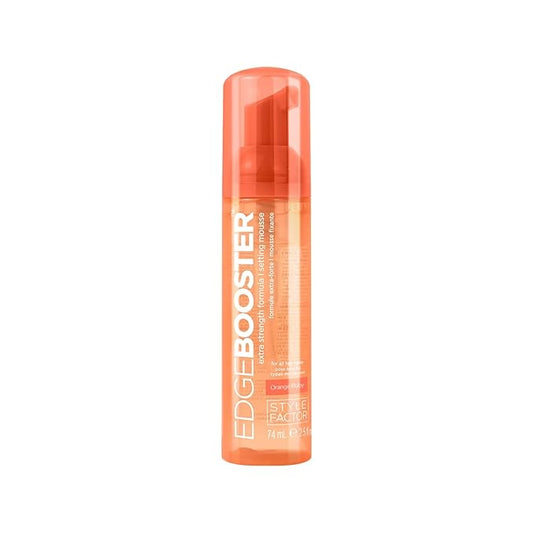 Style Factor EDGE BOOSTER Extra Strength Setting Mousse – Frizz Control, Extra Volume, and Conditioning – 2.5oz Orange Ruby Mousse for Curly Hair