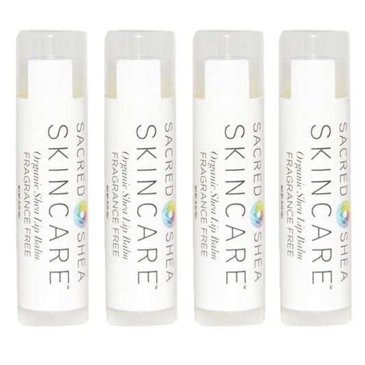 Organic Unscented Natural Moisturizing Lip Balm, Natural Lip Repair, Healing Organic Fragrance-Free Shea Butter 4 Pack