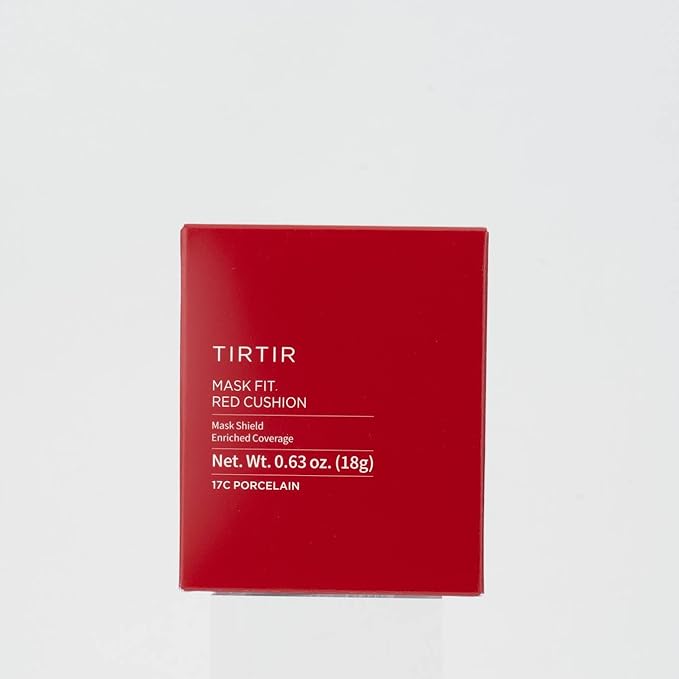 TIRTIR Mask Fit Red Cushion Foundation | Full coverage, Weightless, Skin fit, Satin Glow Finish, Korean Makeup, beauty, Tattoo cover up, Buildable (#17C Porcelain, 0.63 Fl Oz)