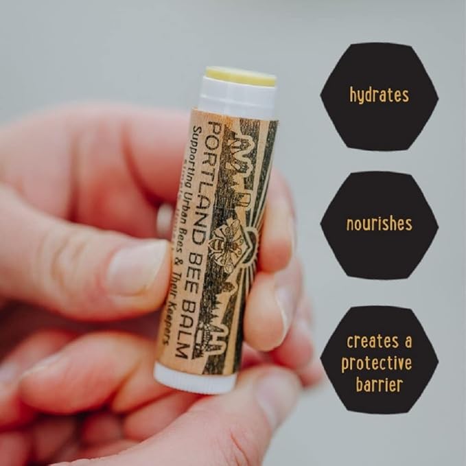 Portland Bee Balm All Natural Handmade Beeswax Based Lip Balm, Unscented 9 Count