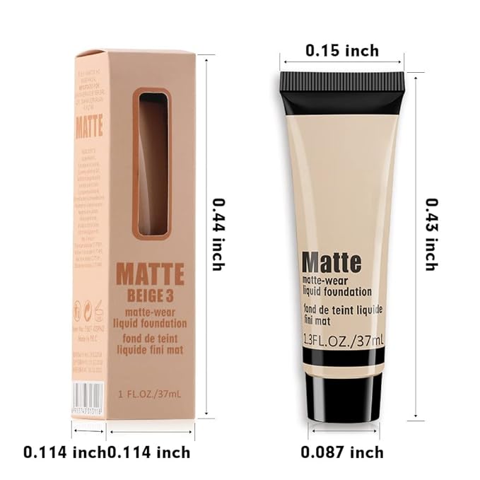 1 Pack Liquid Foundation Cream for Face Makeup,Durable Full Coverage Matte Concealer Make Up,Oil Control & Waterproof Base Primer -1 Fl.Oz-IVORY 6#