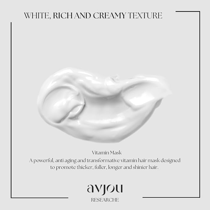 Avjou Researche™ Vitamin Mask – Supports the Look of Thicker, Fuller Hair – Vegan, Color & Keratin Safe, Hydrates & Strengthens with Redensyl™ – Designed for All Hair Types, 6 oz