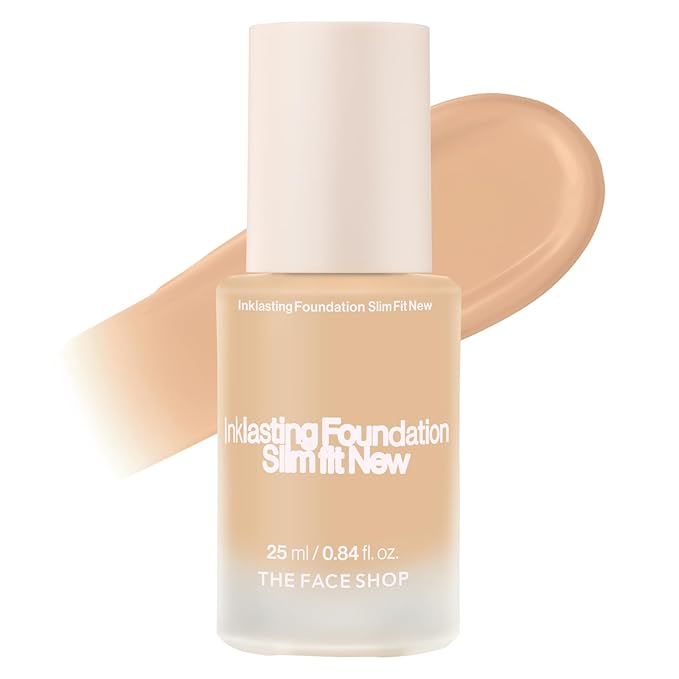 THE FACE SHOP Ink Lasting Liquid Foundation, Full Coverage, 72‑Hour Wear Semi‑Matte Finish, Makeup with Bakuchiol, N210 Neutral Sand, 0.84 Fl. Oz.