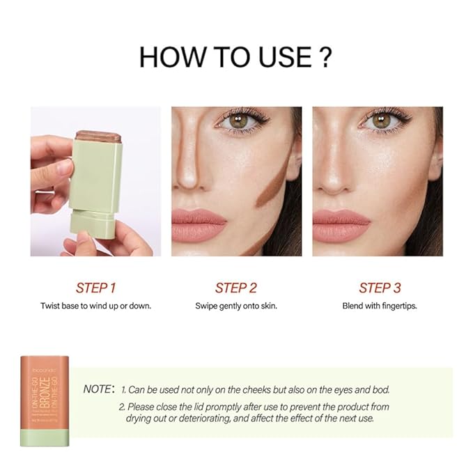Unyoke Soft Creamy Highlighter Blush Stick,Smooth Shimmer Bronzer Stick,Long Lasting Waterproof Blush Illuminator Luminizer,Blendable Natural Glow Makeup Cream Blush Highlight 0.6 Oz（01# Warm Glow）