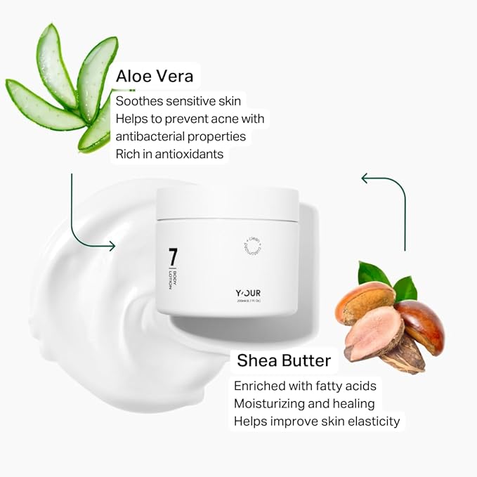 Y’OUR Moisturizing Body Lotion: Daily Hydrating Moisturizer for Dry, Cracked Skin; Vegan, Natural & Organic Skincare with Shea Butter, Aloe Vera, Jojoba Oil & Vitamin E. Made in USA for Women & Men