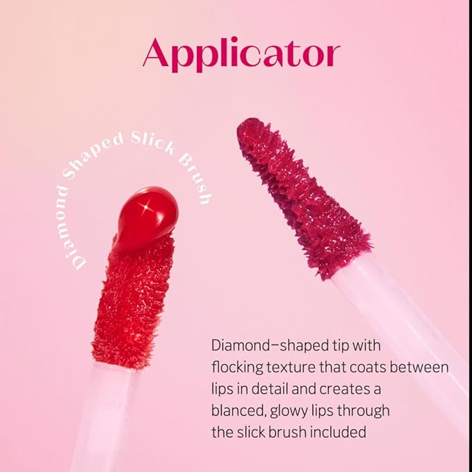 ETUDE Over Glowy Lip Stain Tint #1 Scented Rose | Non-Sticky Vegan Lip Tint | Moisturized & Long-lasting Lip Gloss | Daily Tint for Dry Lips K-beauty