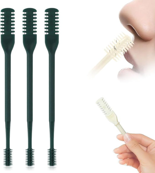 Nasal Hair Cutter, 2025 Upgraded Double Sided Noses Hairs Knife, 360° Rotating Portable Manual Nose Hair Trimmer, Noses Hairs Remover for Women Men Travel Essentials (Dark Green, 3 Pcs)