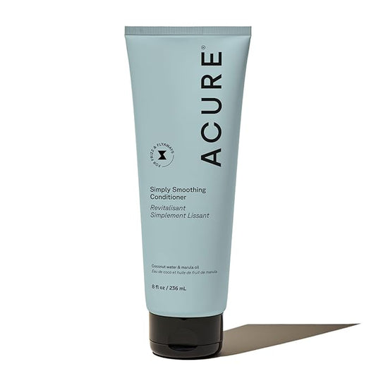 Acure Simply Smoothing Conditioner – Frizz Control & Nourishing Treatment for Silky Hair, Enhances Shine & Softness - Coconut Water & Marula Oil, 8 Fl Oz