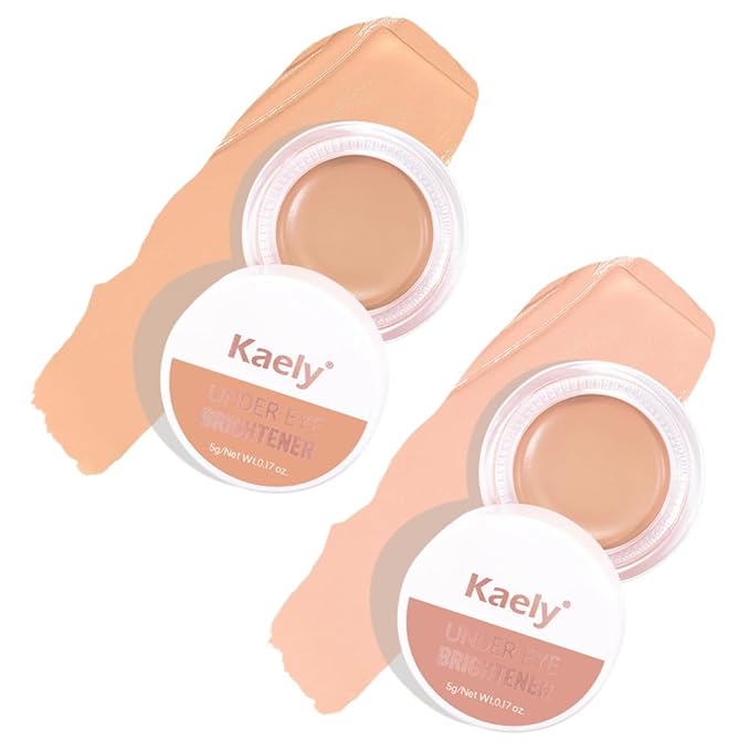 evpct 2Pcs under Eye Corrector Brightener Concealers for Older Women Dark Circles, under Eye Cream Pot Concealer Full Coverage Peach Color Corrector Makeup, Nourishing Waterproof Natural, 02&09