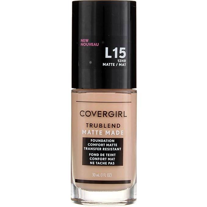 COVERGIRL Trublend Matte Made Liquid Foundation, L15 Porcelain, 1.01 Fl Oz, 2 Count