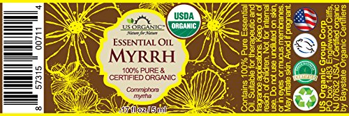 US Organic 100% Pure Myrrh, Frankincense Essential Oil Combo Pack - Directly sourced from The Horn of Africa - USDA Certified Organic - Use Topically or in Diffuser (5 ml Combo)