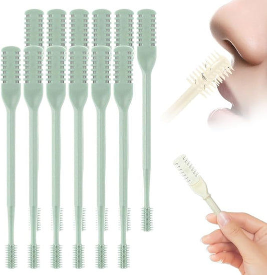 Nasal Hair Cutter, 2025 Upgraded Double Sided Noses Hairs Knife, 360° Rotating Portable Manual Nose Hair Trimmer, Noses Hairs Remover for Women Men Travel Essentials (Light Green, 12 Pcs)