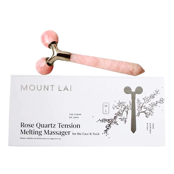 Mount Lai Rose Quartz Tension Melting Facial Massager for Face & Neck – Face Roller to Relieve Tension, Soothe Stress, Improve Circulation & Enhance Skin Radiance