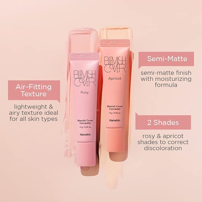 Hanskin Apricot Blemish Cover, Dark Circle Cover, Full Coverage Color Correcting Concealer [Apricot/12g]