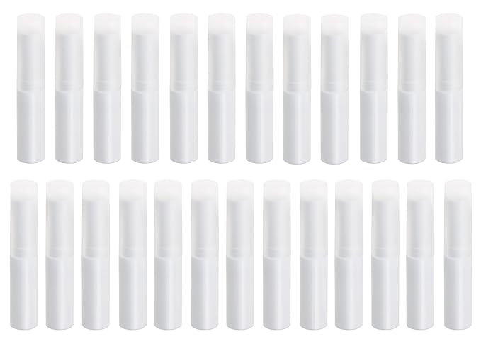 0.14oz Empty Flavored Lip Balm Container Tubes Plastic Homemade Moisturizing Lip Stick with Caps Bulk Fit for Women Adult DIY Making Supplies, 25 Count (White)
