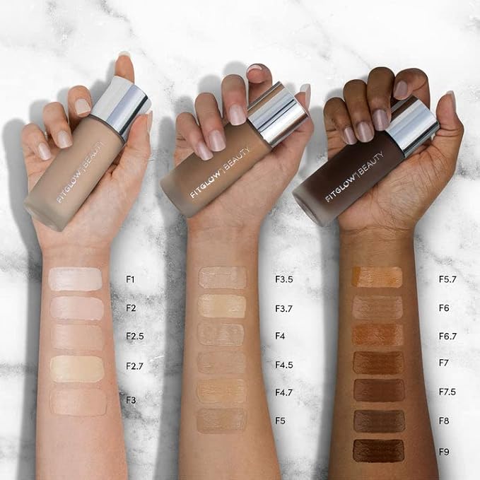 Fitglow Beauty - Natural Foundation+ Photo-Filtering Foundation | Vegan, Woman-Owned Clean Beauty (F3.7 - Medium Warm, Golden Undertones)