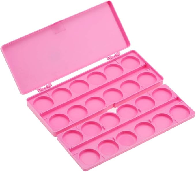 Nail Art Palette, 24 Grid Plastic Nail Art Paint Color Mixing Palette Plate Watercolor Pigment Color Mixing Case Manicure Drawing Tray(Rose Red)