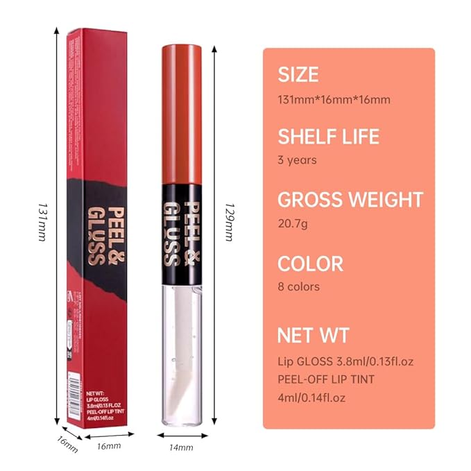 3Pcs Peel Off Lip Gloss Tattoo and Lip Oil, Lip Stain Peel Off Masque - Peel Off Lip Tint ,Long Lasting Waterproof Transfer-proof Lip Mask Lip Gloss Peel Off Lip Liner,Stay Lip Makeup 03#+05#+07#