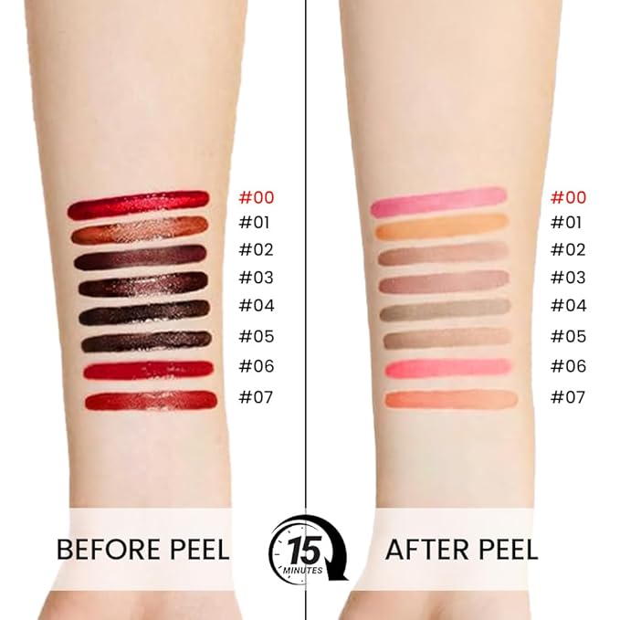 Matte Liquid Lip Stain Peel Off Lip liner Tattoo, Delicate Pink Matte Peel Off Lip Stain, Long Lasting Waterproof Lipstick Lip Gloss Stain, Transfer-proof for All Skin Types 0.12 fl oz 00#