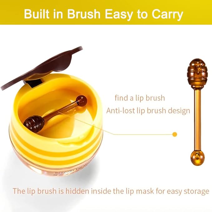 2 Pack Nourishing Bee Lip Balm Honey Pot, Moisturizing Honey Lip Mask, Hydrating & Prevention Dry and Cracked Lip Scrubs Exfoliator Lip Sleeping Mask Reduces Lip Lines Lip Care Products