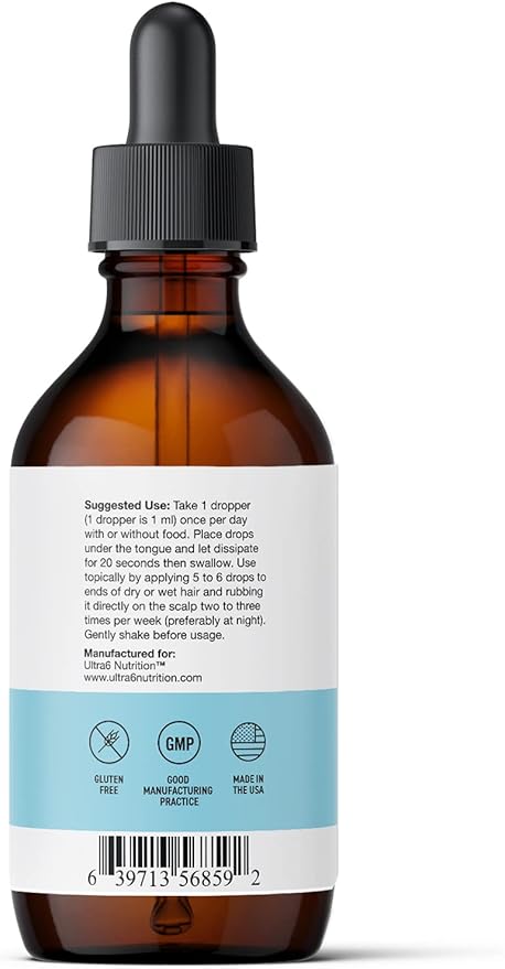 Liquid Biotin with Hair Vitamins - Vitamin C, E, B6 & Organic Coconut Oil - Liquid Biotin for Hair, Skin, Nails and Immunity Support