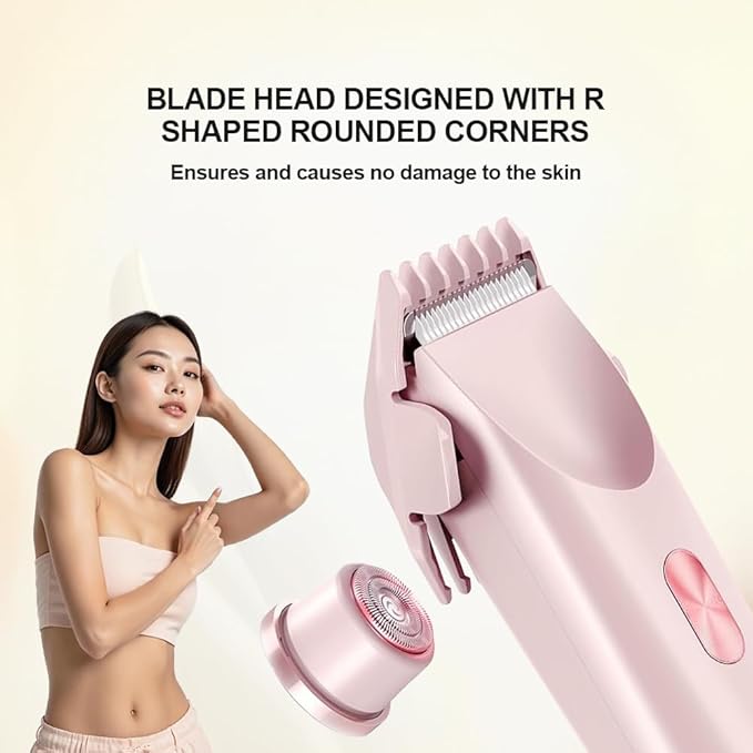 2 in 1 Womens Body Shaver,2025 Glow Aura Electric Razor, Dual Head Shaver Women, Electric Razor for Womens Legs, IPX7 Waterproof Wet & Dry Use Body Intimate Areas,Pink