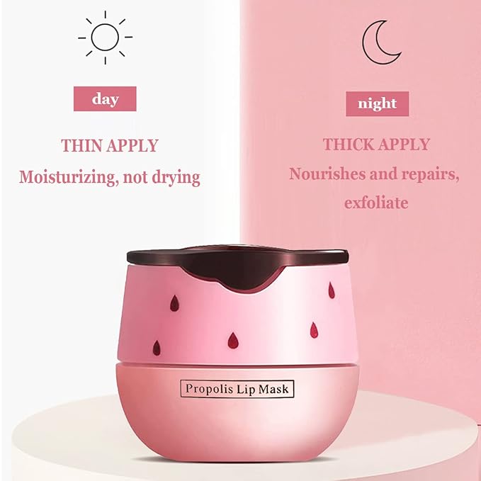 Honey Lip Balm Pot, Propolis Lip Mask, Strawberry Hydrating Propolis Lip Sleeping Mask, Prevent Dry&Cracked, Lip Repair Nourishes the Lip Skin (2pcs Strawberry)