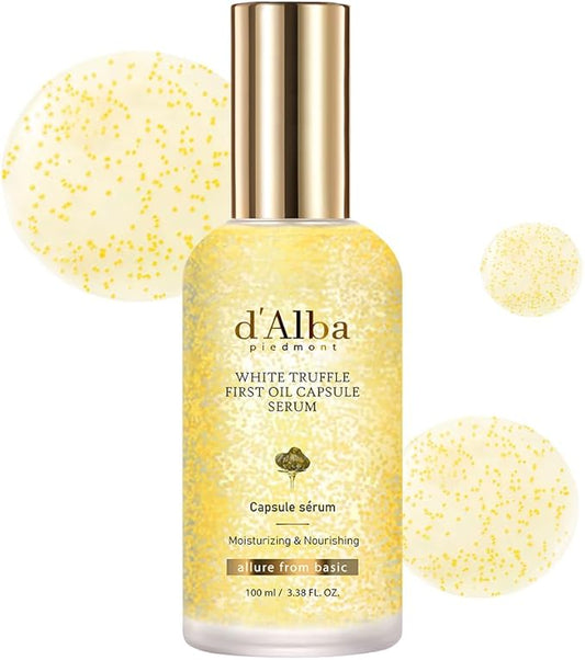 d'alba Piedmont White Truffle Oil Capsule Serum, Daily Vita Boost for Luminous Skin, Double Vitamin Formula, Big Size (3.38fl. oz.)