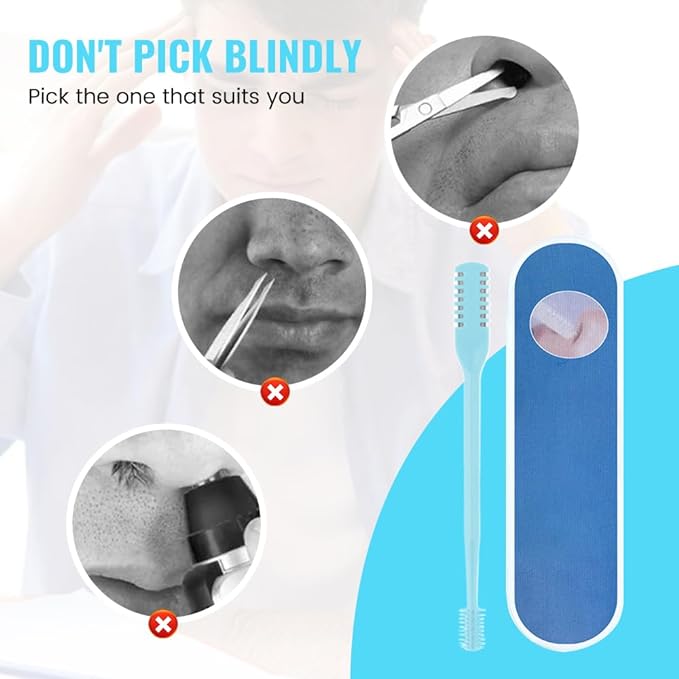 Nasal Hair Cutter, 2025 Upgraded Double Sided Noses Hairs Knife, 360° Rotating Portable Manual Nose Hair Trimmer, Noses Hairs Remover for Women Men Travel Essentials (Beige, 12 Pcs)