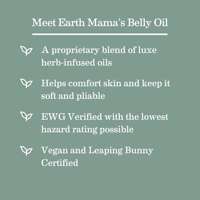 Earth Mama Belly Oil for Dry Skin | Calendula Skin Care Moisturizer Oil to Encourage Natural Elasticity and Help Prevent Stretch Marks During Pregnancy and Postpartum, 4-Fluid Ounce (3-Pack)
