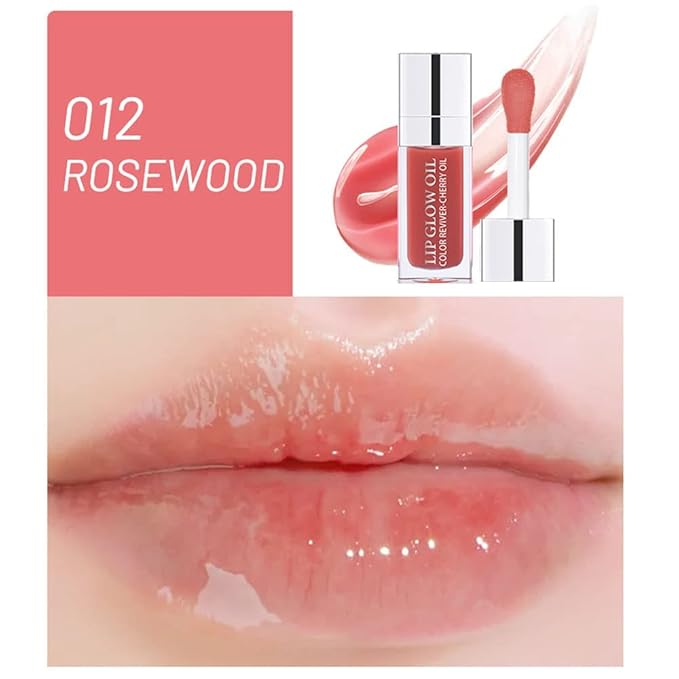 Plumping, Hydrating Lip Gloss - Long Lasting, Non-sticky Tinted Balm Revitalizes Dry Lips (ROSEWOOD)