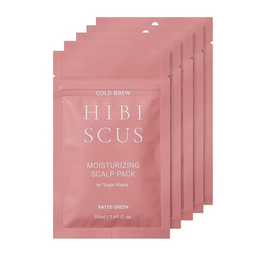RATED GREEN Cold Brew Hibiscus Moisturizing Scalp Pack w. Sugar Maple | Deep Moisture Mask for Dry Scalp | Silicone-Free, Korean Vegan Formula | 1.69 fl oz (Pack of 5)