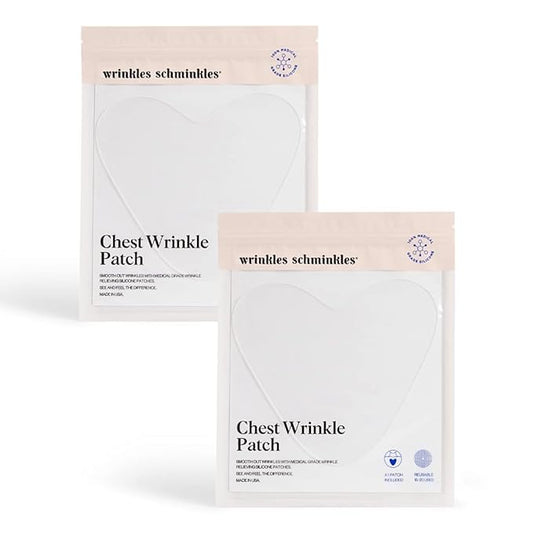 Wrinkles Schminkles Chest, Cleavage & Body Stretch Mark Wrinkle Patches | Reusable Hypoallergenic Pregnancy Safe Silicone Smoothing Pads to Prevent and Reduce Wrinkles & Stretch Marks | 2 Pack