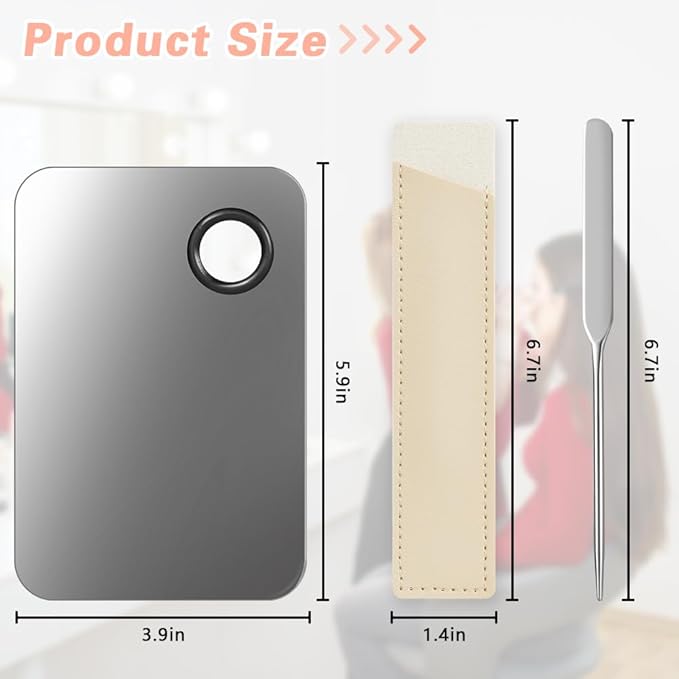 3PCS Makeup Mixing Palette, Stainless Steel Cosmetic Makeup Palette With Spatula Makeup Artist Tool, Professional Cosmetic Mixing Makeup Palette For Mixing Eye Shadow/Eyelash/Nail Art/Foundation