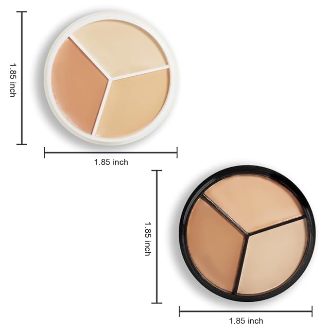 Pro 2pcs Tri-color Face Concealer Contour Palette.Demi Beige Color Correct Cream Foundation Palet.Natural Ivory Cream Makeup Plate Waterproof