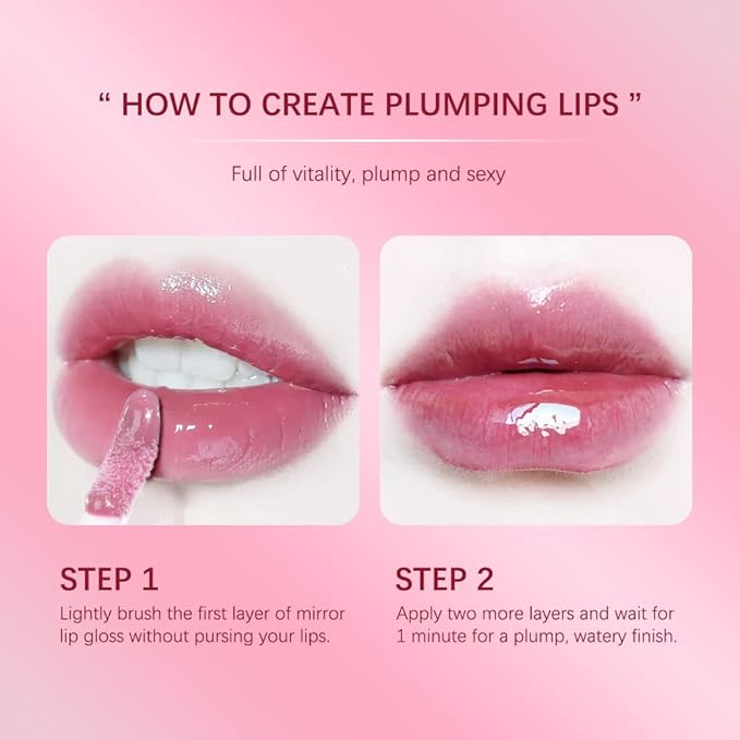 ibcccndc Lip Plumper gloss,Natural Lip Plumper,High Shine Lip Plumper,Lip Enhancer for Fuller,Sexy Lip Gloss,Shiny Lip Gloss For Girls and Women (6)