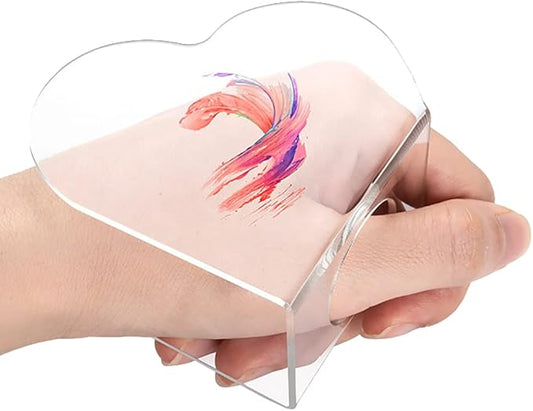 2 Pcs Clear Acrylic Nail Art Palettes Heart Shaped Nail Painting Plate Makeup Hand Palette Professional Cosmetic Mixing Palette for Beauty Salon