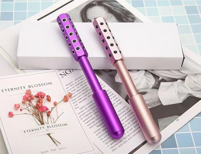 KKKing Radiance Roller - Germanium Stone Uplifting Face Beauty Massage Tool/Roller/Wand for Skin Tightening, De-Puffing, Sculpt/Lift, Anti-Aging | Uplift Face Roller, Facial Roller (Rose Gold)