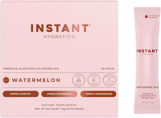 Instant Hydration Electrolytes Powder Packets - Electrolyte Drink Mix - Zero Sugar - Keto, Vegan, Gluten-Free, Non-GMO - Boost Recovery, Brain Health, Muscle & Tissue Support- 30 Sticks