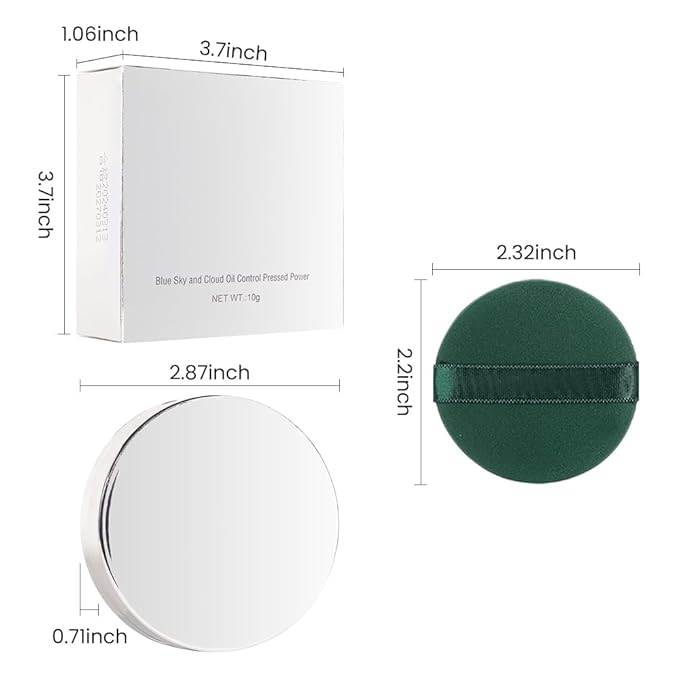 Oil-Controlled Matte Finish Powder: Silky, Skin-Adhering, Natural, Long-lasting, and Dimensional Pressed Powder Compact with Mini Powder Puff for Long-Lasting Makeup