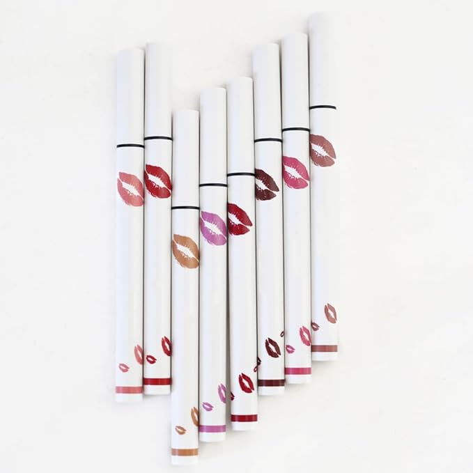 evpct Longwear Liquid Lip Liner Stain Marker Pen Long Lasting Waterproof, Mauve Purple Matte Semi Permanent 24 Hour Lip Liner and Lipstick Combo, Korean Color Stay Lipliner All Day Lips Stain peel off